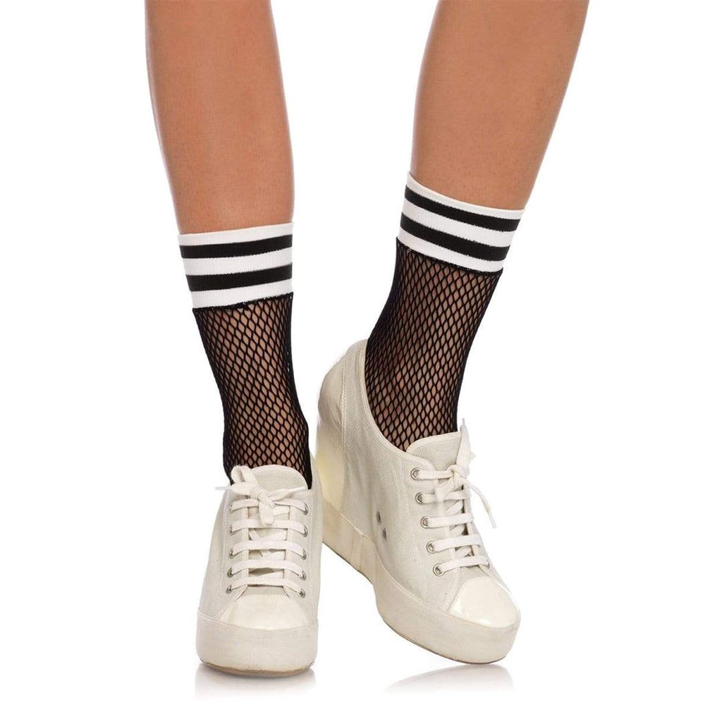 Black Fishnet Athletic Ankle Socks