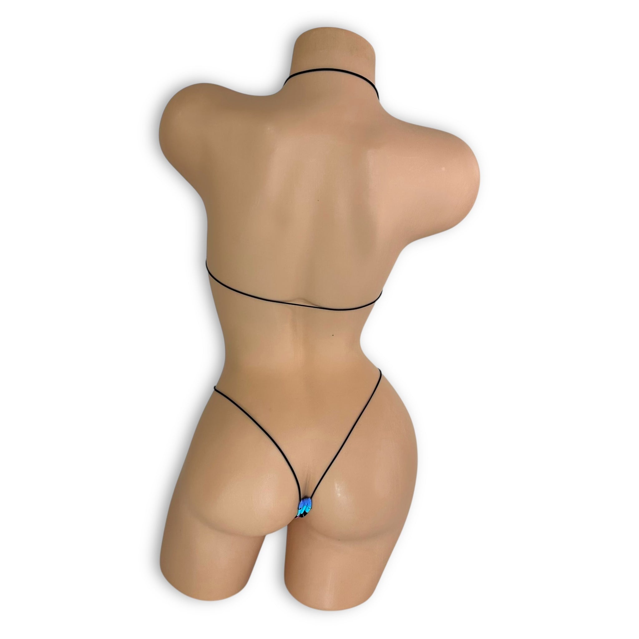 Retro teeny tiny micro kini back view showing g-string thong — Golddiggers Boutique exotic dancewear
