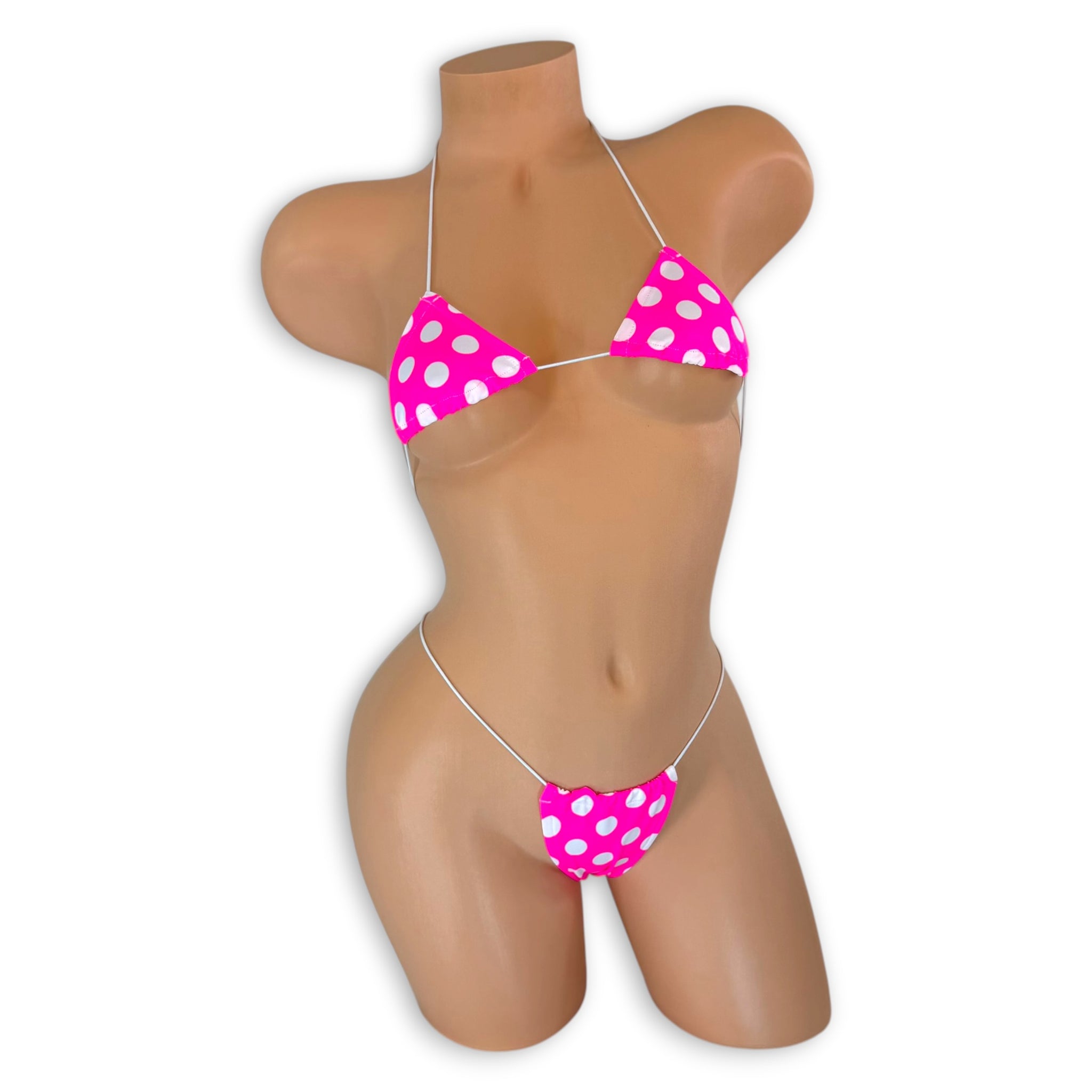 Hot Pink Polka Dot Teeny Tiny Micro 'Kini