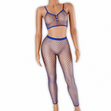 Kora Royal Blue Fishnet Pants Set