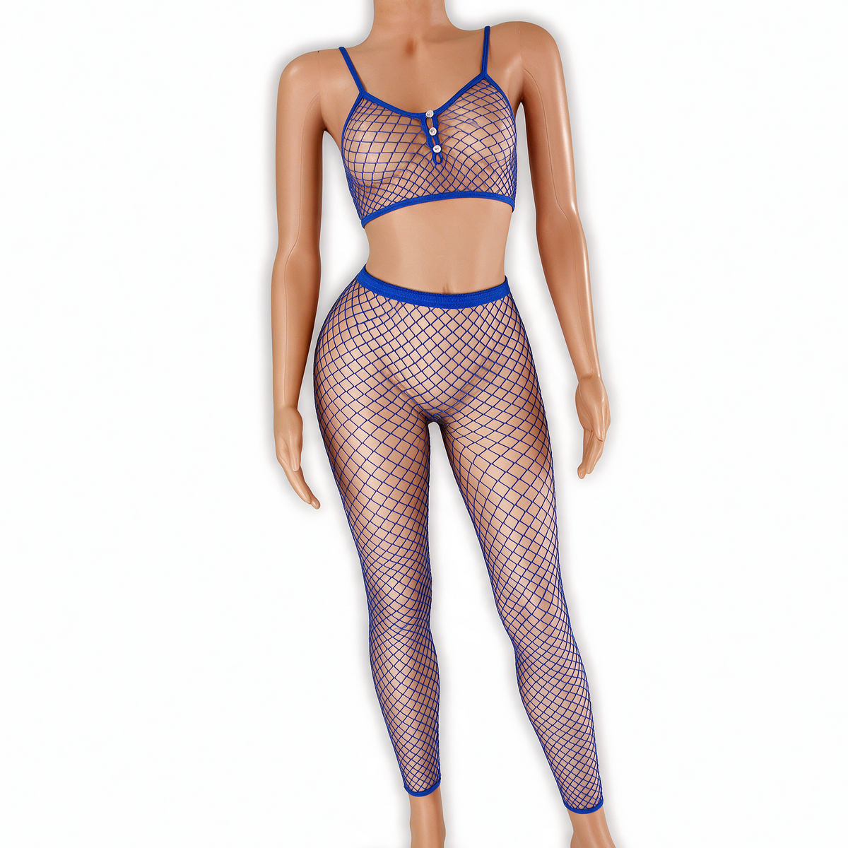 Kora Royal Blue Fishnet Pants Set