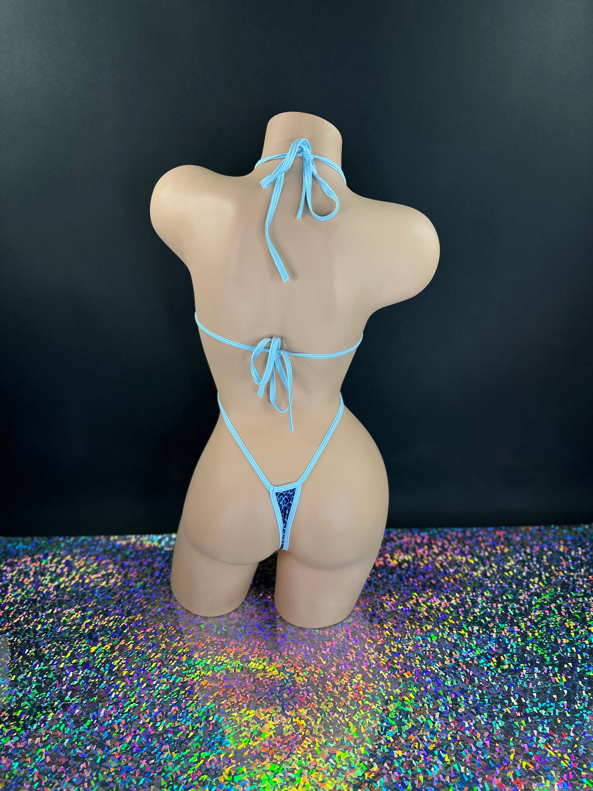 Blue Leopard Vanezza Slingshot-Bodysuit