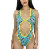 Yellow & Blue Cherry Printed Michelle Bodysuit