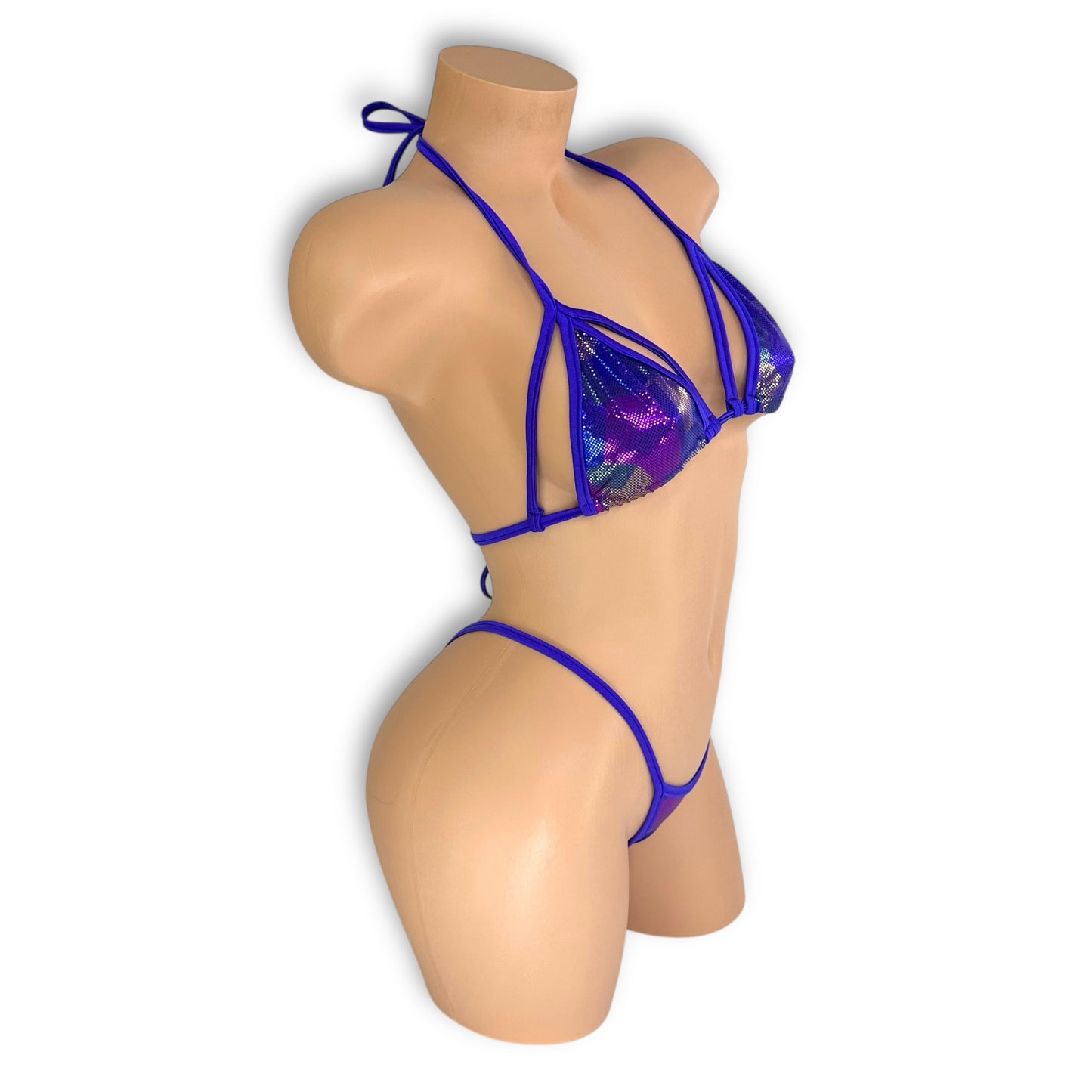 Stevie purple bikini set back angle view — Golddiggers Boutique