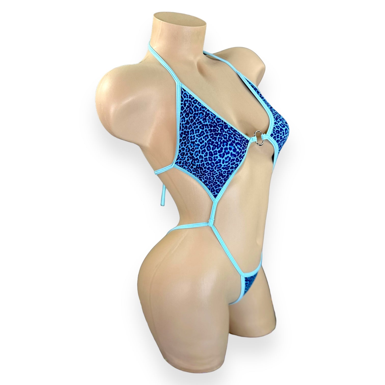 Blue Leopard Vanezza Slingshot-Bodysuit