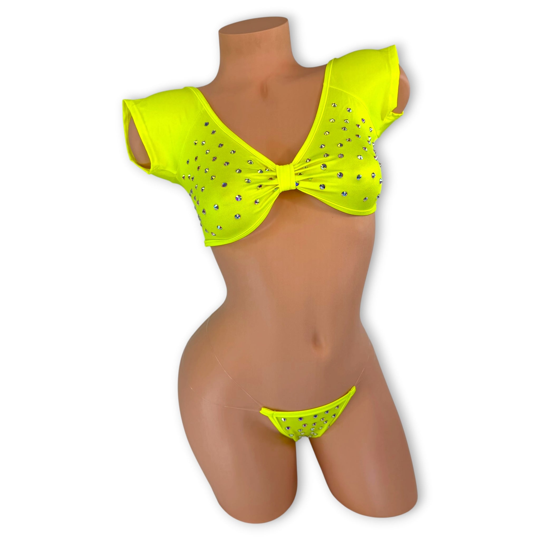 Laurel Neon Yellow Rhinestone Set