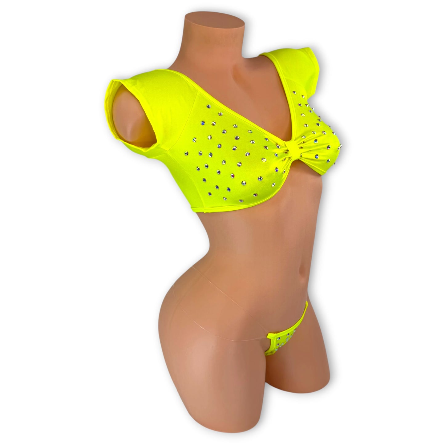 Laurel Neon Yellow Rhinestone Set