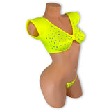 Laurel Neon Yellow Rhinestone Set