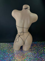 Piper tartan bikini set back view close-up showing tie details — Golddiggers Boutique exotic dancewear