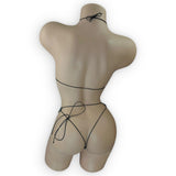 Piper tartan skull bikini set back view on mannequin showing tie back closure — Golddiggers Boutique