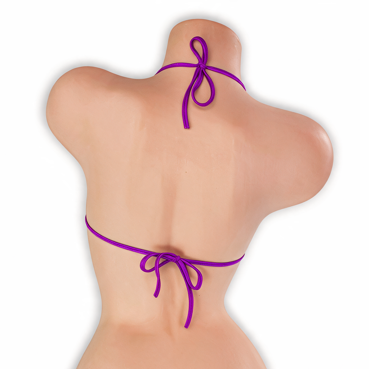 Amethyst purple adjustable center tie top on mannequin, back view, Golddiggers Boutique