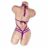 Amethyst purple Dolly Choker Micro Bodysuit, back, Golddiggers Boutique