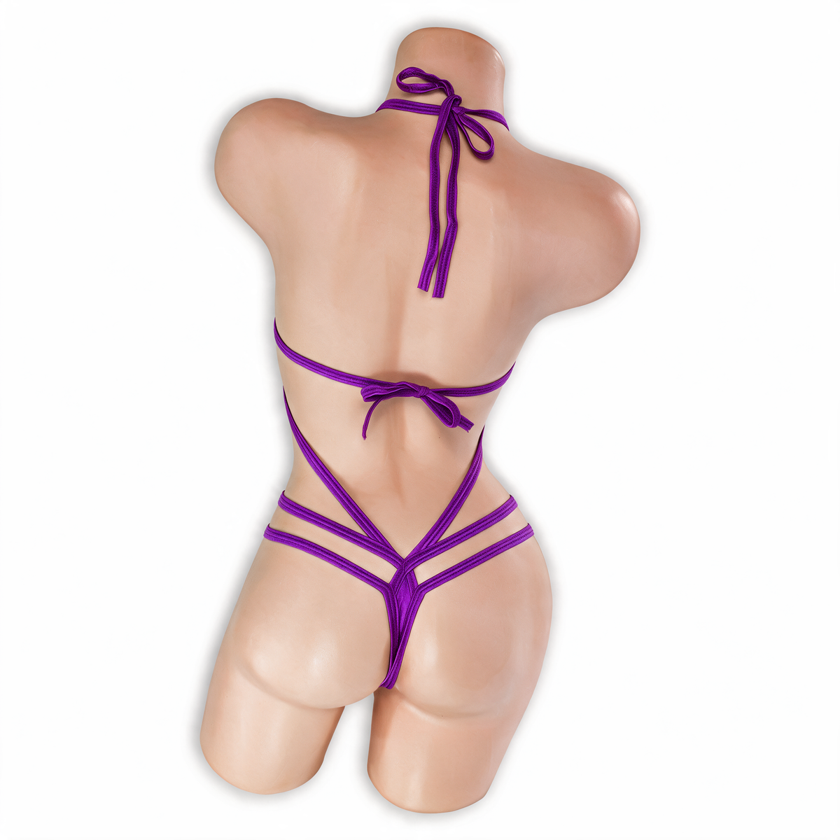 Amethyst purple Dolly Choker Micro Bodysuit, back, Golddiggers Boutique