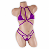 Amethyst purple Dolly Choker Micro Bodysuit, front, Golddiggers Boutique