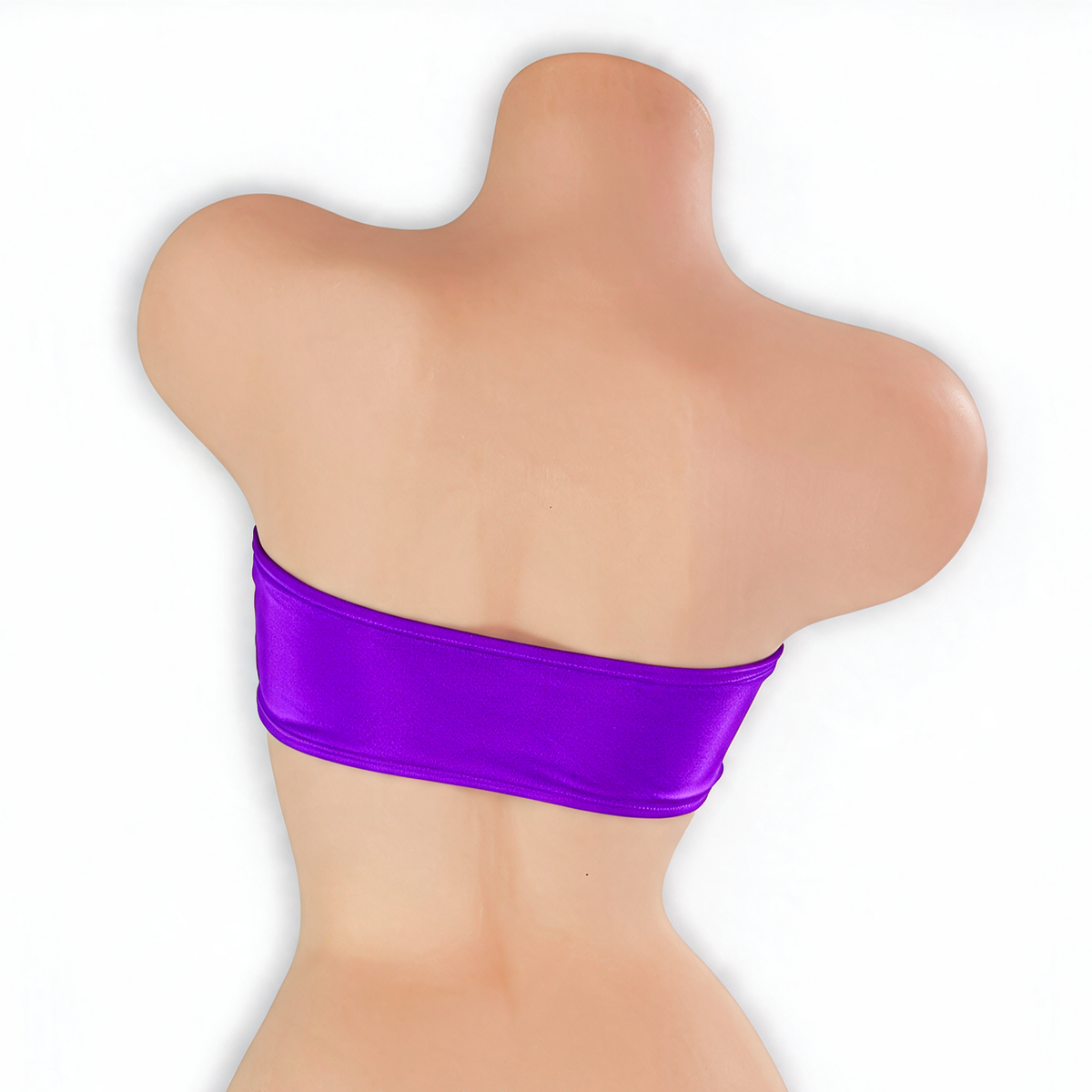 Amethyst purple ladder cutout bandeau top on mannequin, back view, Golddiggers Boutique