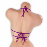Amethyst purple micro strappy tri top with O-ring on mannequin, back view, Golddiggers Boutique