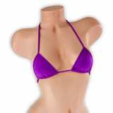 Amethyst purple mini tri top on mannequin, front view, Golddiggers Boutique