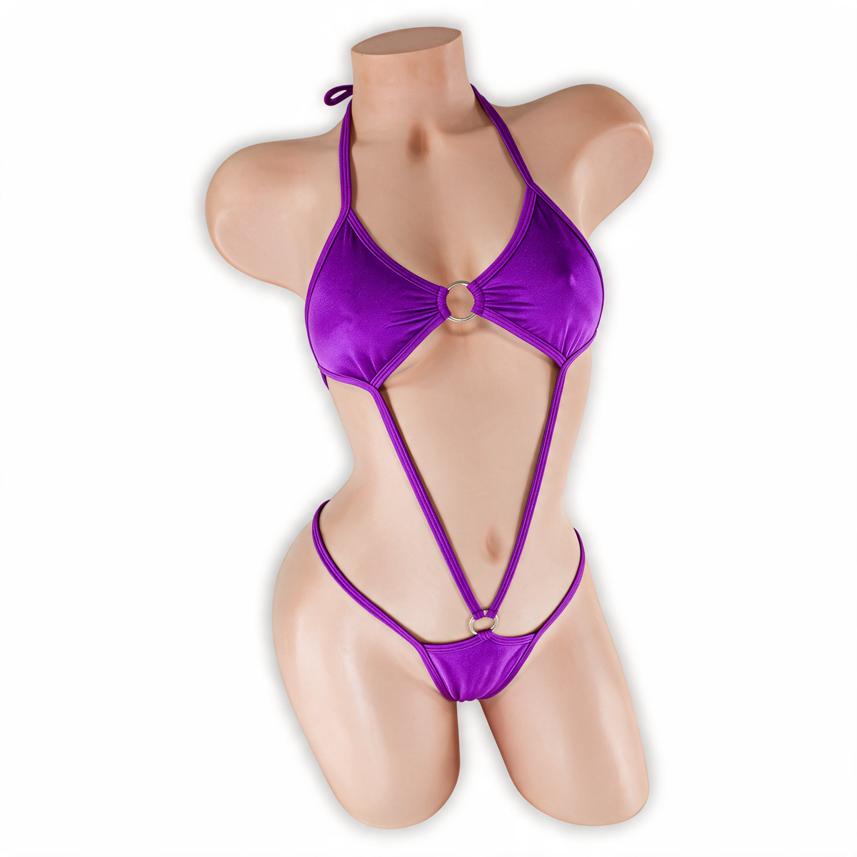 Amethyst purple Remy O-Ring Slingshot Bodysuit, front, Golddiggers Boutique