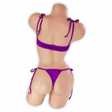Amethyst purple Skye shoulder tie bodysuit, back, Golddiggers Boutique
