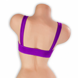 Amethyst purple sleek underboob top on mannequin, back view, Golddiggers Boutique