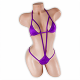 Amethyst purple Zaria micro triangle slingshot bodysuit, front, Golddiggers Boutique