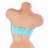 Aquamarine baby blue ladder cutout bandeau top on mannequin, back view, Golddiggers Boutique