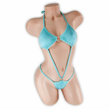 Aquamarine baby blue Remy O-Ring Slingshot Bodysuit, front, Golddiggers Boutique