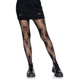 Front view of black alien net tights - Golddiggers Boutique