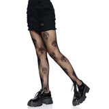 Side view of black alien net tights - Golddiggers Boutique