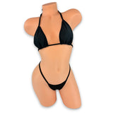 Black Bailey triangle top and g-string, front view without the skirt