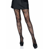 Front view of black butterfly net tights - Golddiggers Boutique