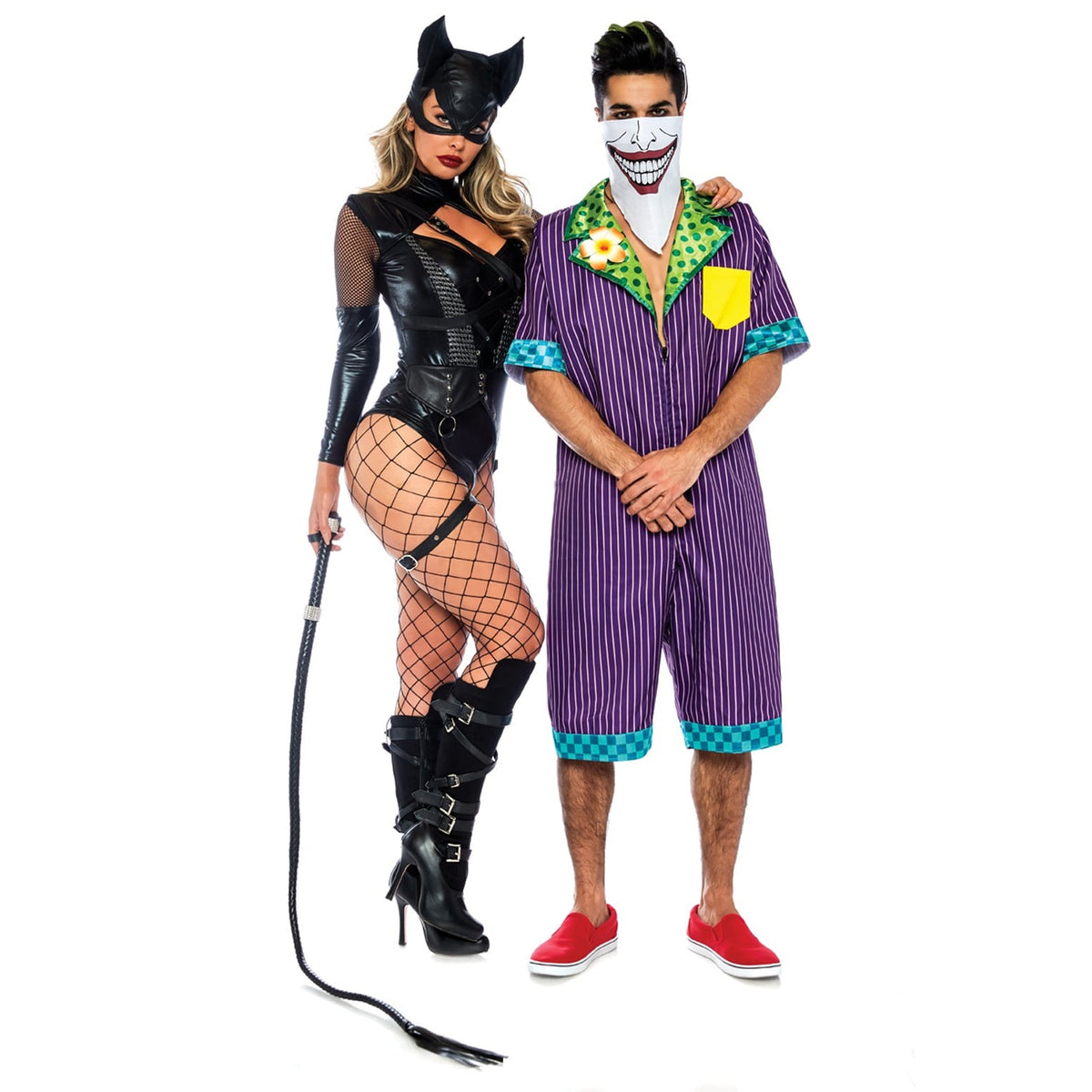 Detail view of black cat villain costume strappy bodysuit - Golddiggers Boutique