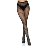 Front view of black cracked fishnet tights - Golddiggers Boutique