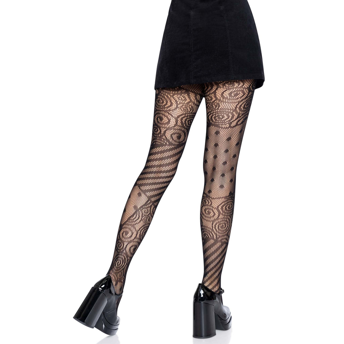 Back view of black doll net tights - Golddiggers Boutique