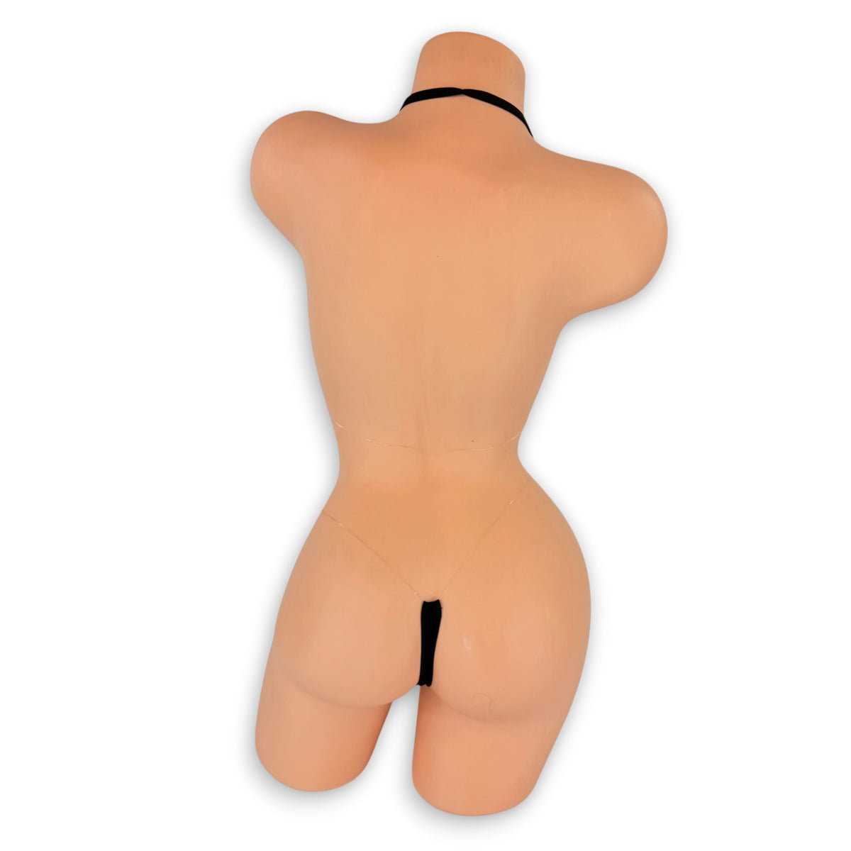Black Jaime micro 'kini back view showing clear elastic straps and g-string back