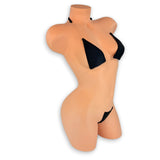Black Jaime micro 'kini side view with clear elastic straps at the neck and hips
