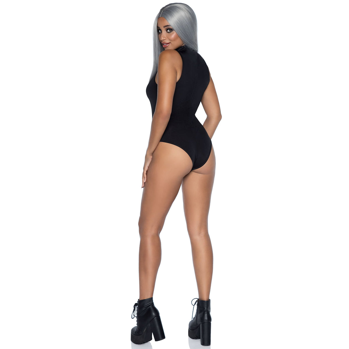 Back view of black Layla sleeveless keyhole bodysuit - Golddiggers Boutique