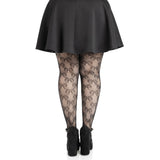 Back view of black plus size bow net tights - Golddiggers Boutique