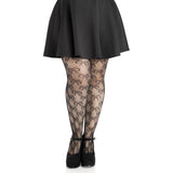 Front view of black plus size bow net tights - Golddiggers Boutique