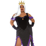 Front view of black and purple sea witch costume in plus size - Golddiggers Boutique