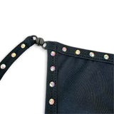Detail of AB rhinestones and black breakaway clasp on g-string - Golddiggers Boutique