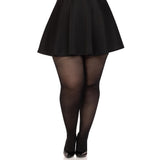 Front view of black sheer to waist tights with cotton crotch in plus size - Golddiggers Boutique