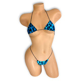 Blue Leopard micro 'kini, front view on mannequin