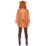 Back view of brown fawn poncho costume with antler hood and fur tail - Golddiggers Boutique