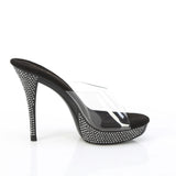 Fabulicious Athena-501 5 inch clear black rhinestone platform slide, inside view