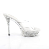Fabulicious Athena-501 5 inch clear silver chrome rhinestone platform slide, inside view