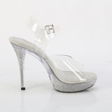 Fabulicious Athena-508 5 inch clear rhinestone platform ankle strap sandal, inside view