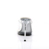 Fabulicious Chic-01 4.5 inch clear stiletto slide, back view of the heel