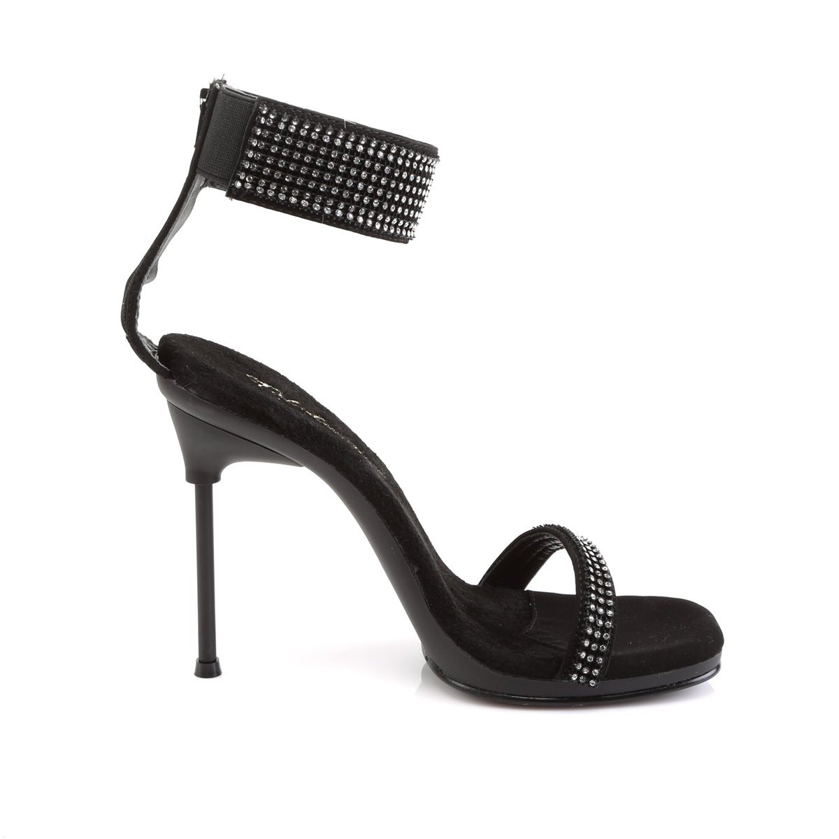 Fabulicious Chic-40 4.5 inch black rhinestone ankle cuff heel, inside view