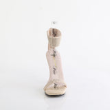 Fabulicious Chic-40 4.5 inch nude rhinestone ankle cuff heel, front view